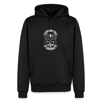 One Badass Bonus Dad Viking Skull American Flag2 - Männer Premium Bio Hoodie - Schwarz - Vorne - Nico (187cm)