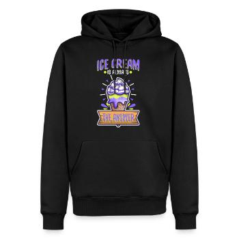 Ice cream is always the answer - Men’s Premium Organic Hoodie - black - Front - Nico (187cm)