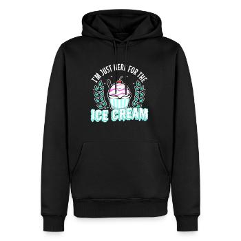 Im just here for the ice cream - Men’s Premium Organic Hoodie - black - Front - Nico (187cm)