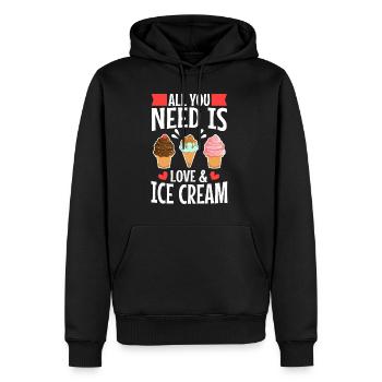 All you need is love and ice cream - Männer Premium Bio Hoodie - Schwarz - Vorne - Nico (187cm)