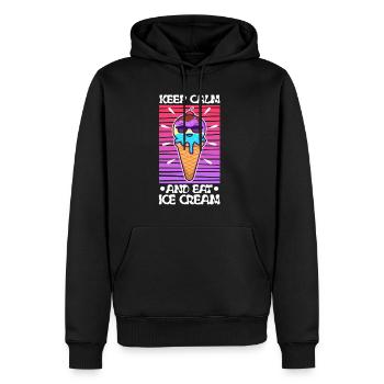Restez calme et mangez de la crème glacée - Sweat à capuche Premium bio Homme - noir - Devant - Nico (187cm)