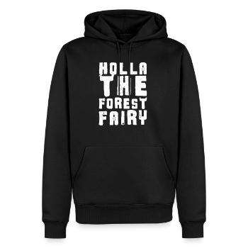 Denglish Anglais Allemand Holla la Fée de la Forêt - Sweat à capuche Premium bio Homme - noir - Devant - Nico (187cm)