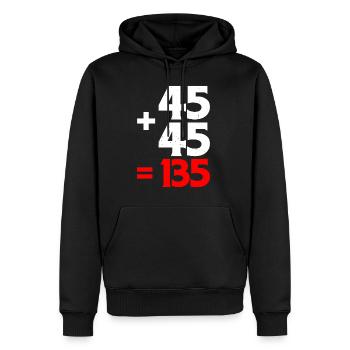 45 + 45 = 135 4 - Sweat à capuche Premium bio Homme - noir - Devant - Nico (187cm)