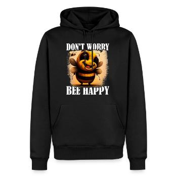 Don't Worry Bee Happy 44 - Men’s Premium Organic Hoodie - black - Front - Nico (187cm)