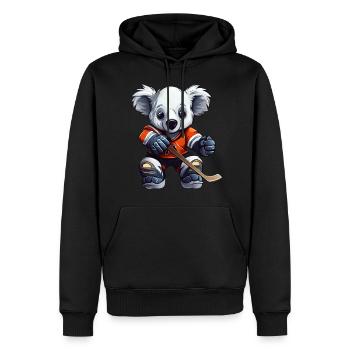 Eishockeyspieler Koala, Sportliches Tierdesign - Männer Premium Bio Hoodie - Schwarz - Vorne - Nico (187cm)