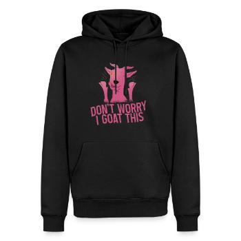 Ne t’inquiète pas je chèvre ce 4 - Sweat à capuche Premium bio Homme - noir - Devant - Nico (187cm)