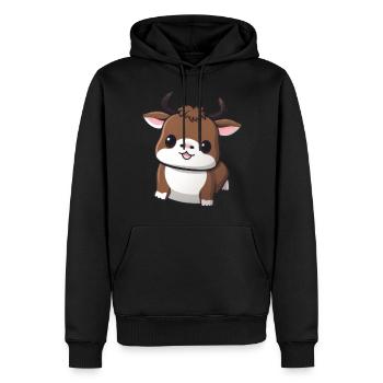 Illustration de vache, taureau, bœuf, buffle mignon - Sweat à capuche Premium bio Homme - noir - Devant - Nico (187cm)