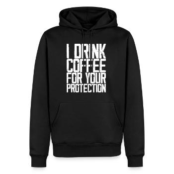 I Drink Coffee For Your Protection 3 - Men’s Premium Organic Hoodie - black - Front - Nico (187cm)