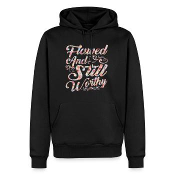 Flawed And Still Worthy 5 - Männer Premium Bio Hoodie - Schwarz - Vorne - Nico (187cm)