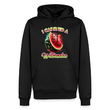 J’ai porté une pastèque 16 - Sweat à capuche Premium bio Homme - noir - Devant - Nico (187cm)