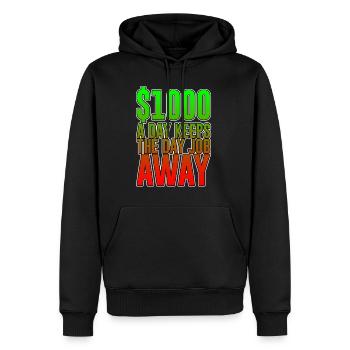 1000 $ par jour éloigne le travail de jour - Sweat à capuche Premium bio Homme - noir - Devant - Nico (187cm)