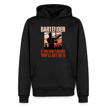 Bartender, If You Don't Behave You'll Get 86'd 2 - Männer Premium Bio Hoodie - Schwarz - Vorne - Nico (187cm)
