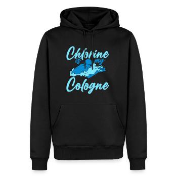 Le chlore est mon eau de Cologne 2 - Sweat à capuche Premium bio Homme - noir - Devant - Nico (187cm)
