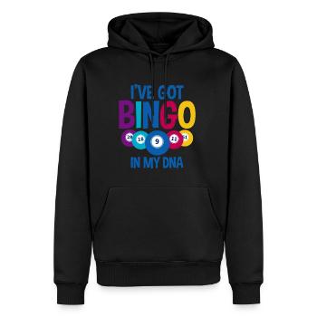 J’ai Bingo dans mon ADN 2 - Sweat à capuche Premium bio Homme - noir - Devant - Nico (187cm)