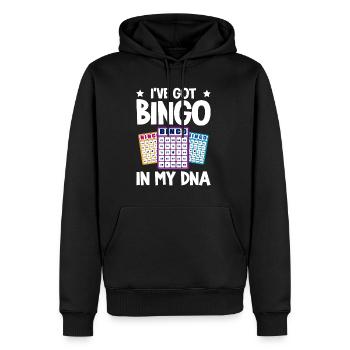 J’ai le bingo dans mon ADN 4 - Sweat à capuche Premium bio Homme - noir - Devant - Nico (187cm)