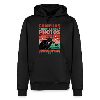 Cameras Don't Take Photos, Photographers Do - Männer Premium Bio Hoodie - Schwarz - Vorne - Nico (187cm)