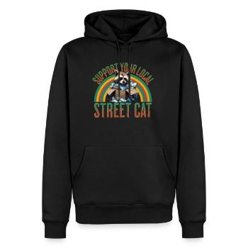 Soutenez votre chat de rue local - Sweat à capuche Premium bio Homme - noir - Devant - Nico (187cm)
