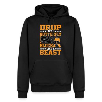 Drop Like A Butterfly, Block Like A Beast 3 - Sweat à capuche Premium bio Homme - noir - Devant - Nico (187cm)