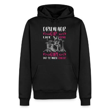 DrummerGirl Like A Normal Girl But So Much Louder2 - Sweat à capuche Premium bio Homme - noir - Devant - Nico (187cm)