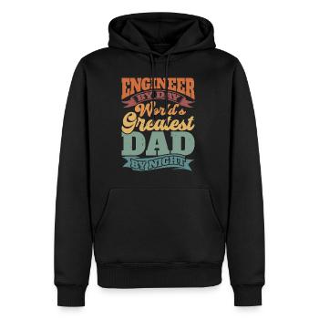 Engineer By Day, World's Greatest Dad By Night - Men’s Premium Organic Hoodie - black - Front - Nico (187cm)
