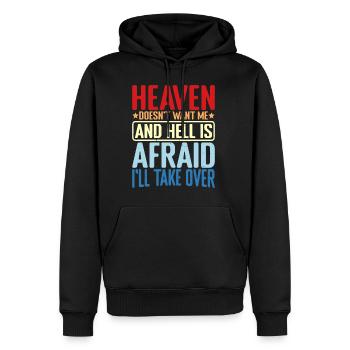 Le ciel ne veut pas de moi et l’enfer a peur 2 - Sweat à capuche Premium bio Homme - noir - Devant - Nico (187cm)