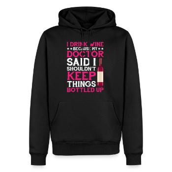 My Doctor Said I Shouldn't Keep Things Bottled Up1 - Männer Premium Bio Hoodie - Schwarz - Vorne - Nico (187cm)