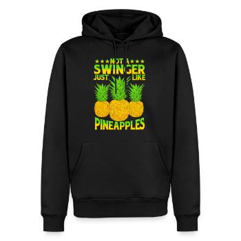 Pas un échangiste, tout comme les ananas 2 - Sweat à capuche Premium bio Homme - noir - Devant - Nico (187cm)