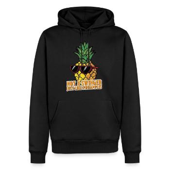 Pas un échangiste, tout comme les ananas 3 - Sweat à capuche Premium bio Homme - noir - Devant - Nico (187cm)