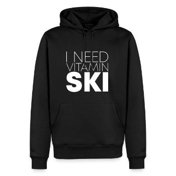 I Need Vitamin Ski - Männer Premium Bio Hoodie - Schwarz - Vorne - Nico (187cm)