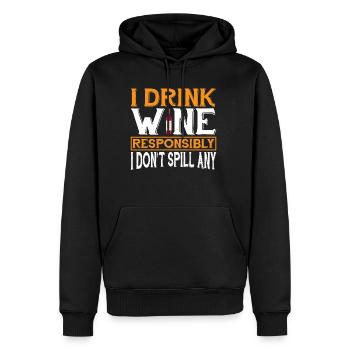 Je bois du vin de manière responsable, je n’en renverse pas 3 - Sweat à capuche Premium bio Homme - noir - Devant - Nico (187cm)