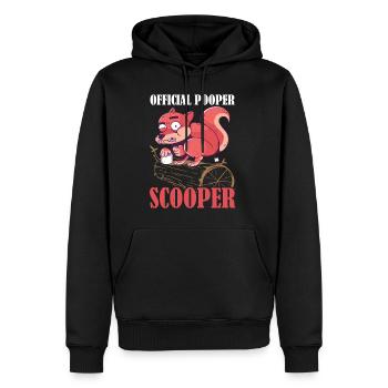 Pooper Scooper officiel 35 - Sweat à capuche Premium bio Homme - noir - Devant - Nico (187cm)