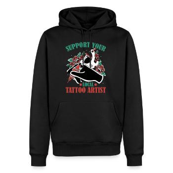 Support Your Local Tattoo Artist 3 - Männer Premium Bio Hoodie - Schwarz - Vorne - Nico (187cm)