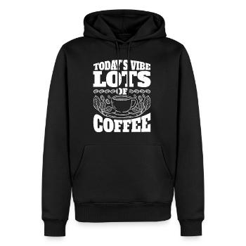 L’ambiance d’aujourd’hui, beaucoup de café 3 - Sweat à capuche Premium bio Homme - noir - Devant - Nico (187cm)