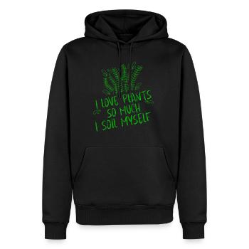 J’aime tellement les plantes que je me salis 3 - Sweat à capuche Premium bio Homme - noir - Devant - Nico (187cm)