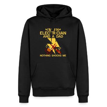 Je suis électricien et papa Rien ne me choque 4 - Sweat à capuche Premium bio Homme - noir - Devant - Nico (187cm)