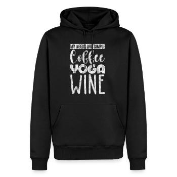 My Needs Are Simple, Coffee Yoga Wine 3 - Männer Premium Bio Hoodie - Schwarz - Vorne - Nico (187cm)