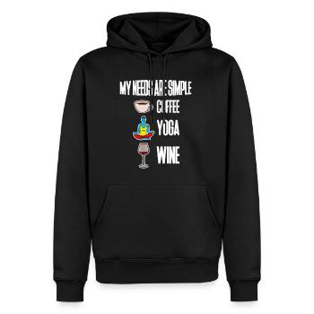 My Needs Are Simple, Coffee Yoga Wine 4 - Männer Premium Bio Hoodie - Schwarz - Vorne - Nico (187cm)