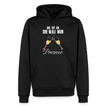 Elle ne fait rien, elle veut juste du Prosecco drôle - Sweat à capuche Premium bio Homme - noir - Devant - Nico (187cm)