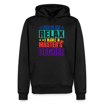 Tout le monde se détend, j’ai une maîtrise 33 - Sweat à capuche Premium bio Homme - noir - Devant - Nico (187cm)