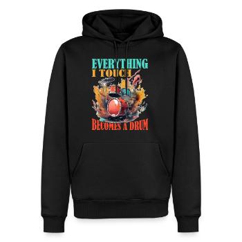 Tout ce que je touche devient un tambour 19 - Sweat à capuche Premium bio Homme - noir - Devant - Nico (187cm)