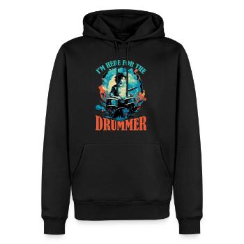 Je suis là pour le batteur 9 - Sweat à capuche Premium bio Homme - noir - Devant - Nico (187cm)