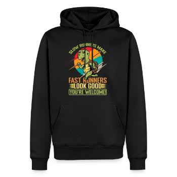 Slow Runners Make Fast Runners Look Good 13 - Männer Premium Bio Hoodie - Schwarz - Vorne - Nico (187cm)