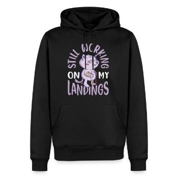 Still Working On My Landings 4 - Männer Premium Bio Hoodie - Schwarz - Vorne - Nico (187cm)
