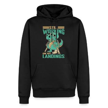 Toujours en train de travailler sur mes atterrissages 5 - Sweat à capuche Premium bio Homme - noir - Devant - Nico (187cm)