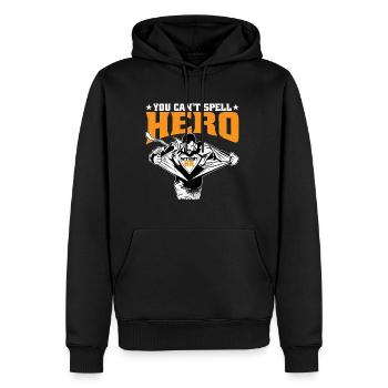 You Can't Spell Hero Without Hr 7 - Männer Premium Bio Hoodie - Schwarz - Vorne - Nico (187cm)