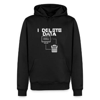 I Delete Data 2 - Men’s Premium Organic Hoodie - black - Front - Nico (187cm)