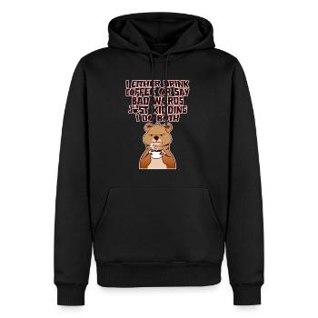 Soit je bois du café, soit je dis de gros mots 4 - Sweat à capuche Premium bio Homme - noir - Devant - Nico (187cm)