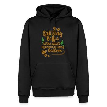Spilling Coffee Is Like Losing A Balloon2 - Men’s Premium Organic Hoodie - black - Front - Nico (187cm)