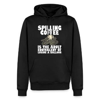 Spilling Coffee Is Like Losing A Balloon4 - Men’s Premium Organic Hoodie - black - Front - Nico (187cm)