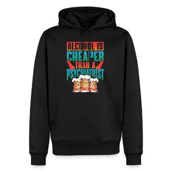 Alcohol Is Cheaper Than A Psychiatrist - Männer Premium Bio Hoodie - Schwarz - Vorne - Nico (187cm)